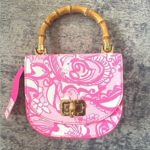 Lilly Pulitzer Pink Women's Bag with Bamboo Handle NWT